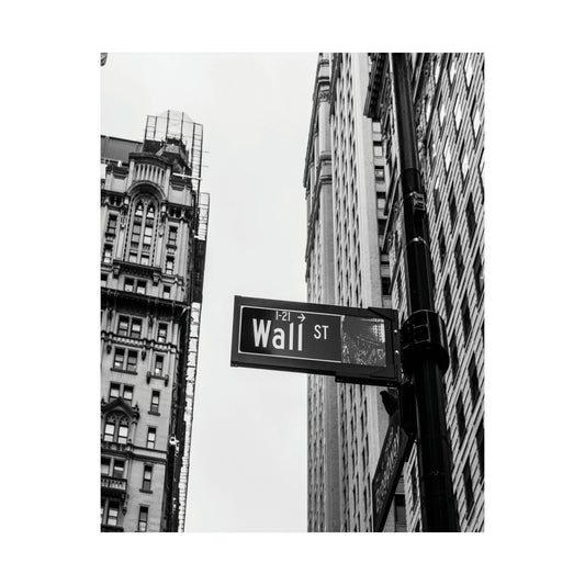 Matte Vertical Poster — Monochrome NYC Skyscrapers with Iconic City Sign