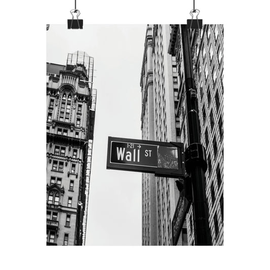 Matte Vertical Poster — Monochrome NYC Skyscrapers with Iconic City Sign